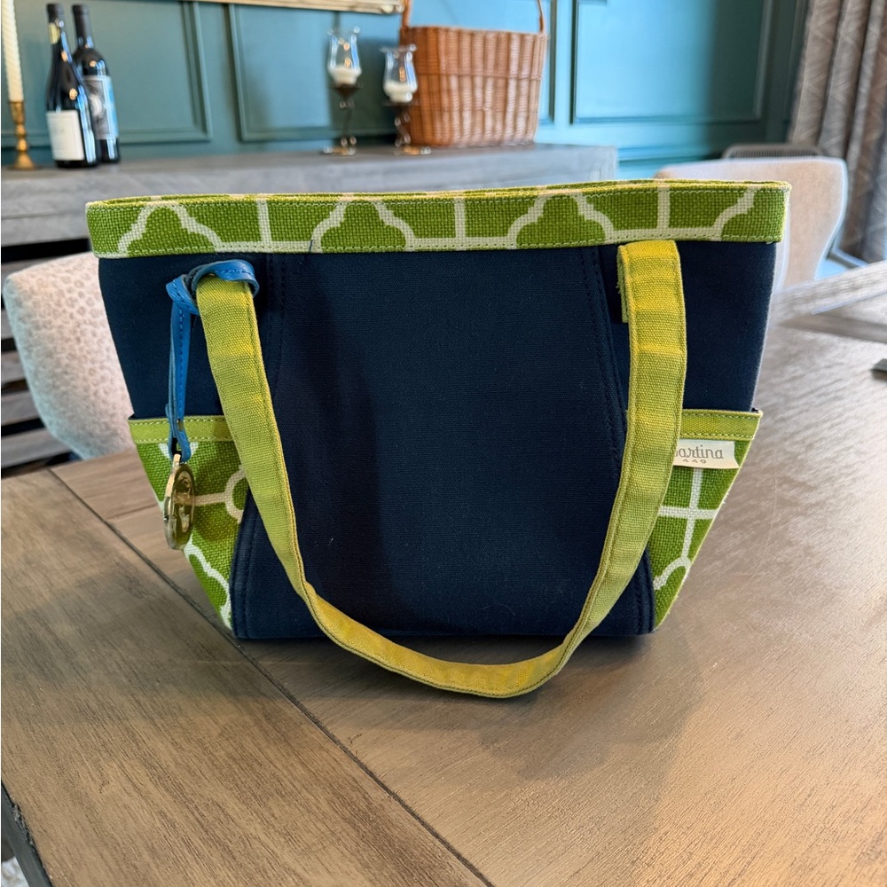 New Spartina 449 Blue, Green, White, Canvas Tote Purse Handbag